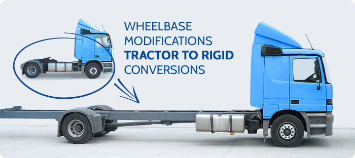 Wheelbase modifications tractor to rigid conversions